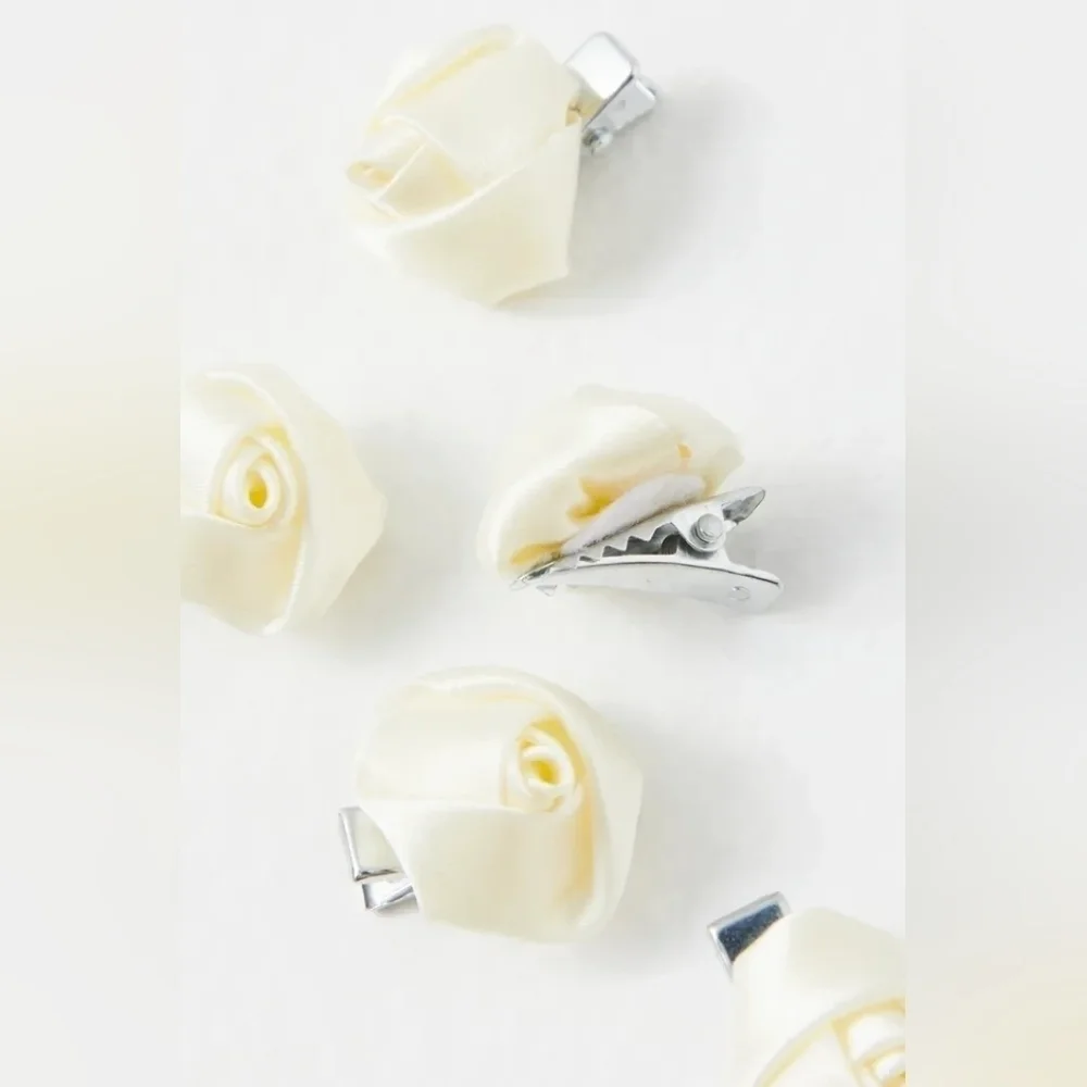 NWT Free People White Rosemary's Rose Set Of 6 Clips